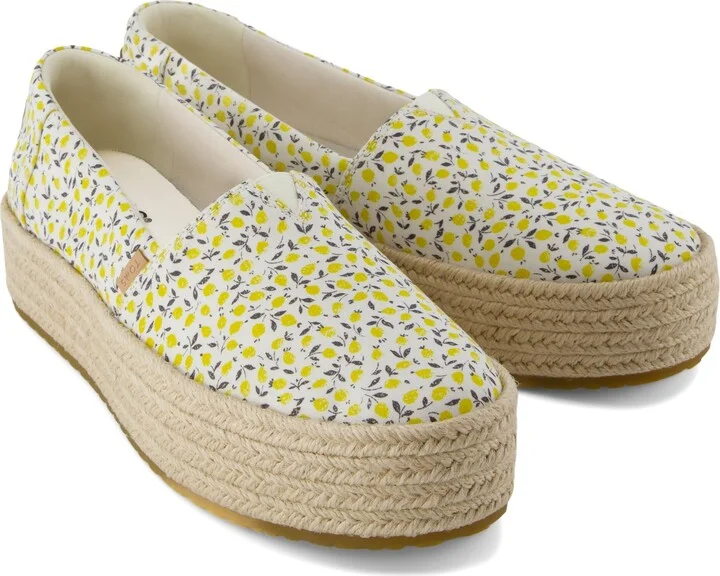 Valencia Yellow Liberty Print Platform Espadrille Slip On - Image 3