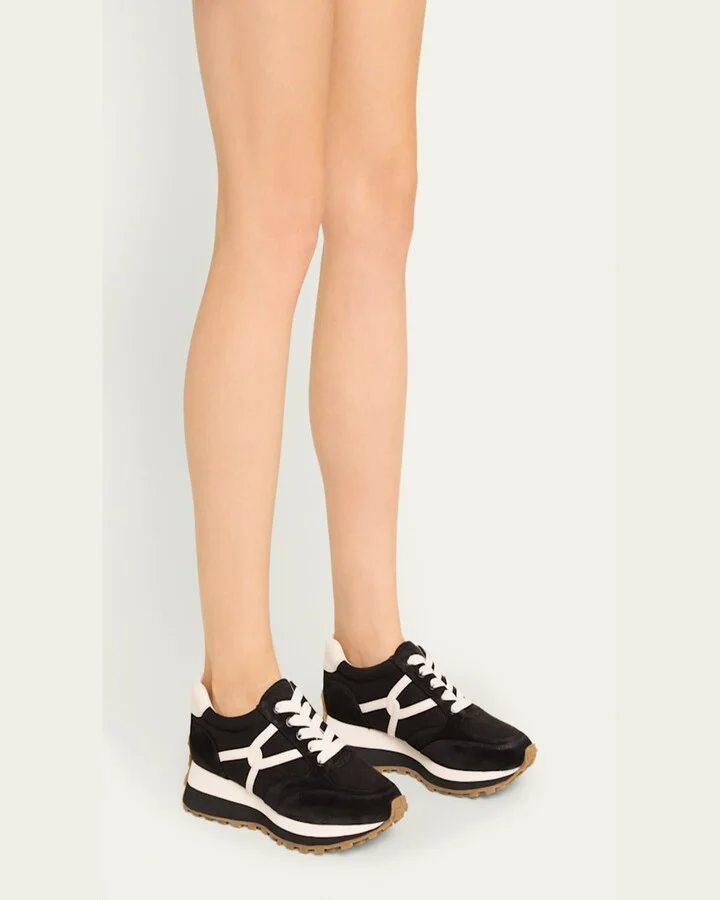 Valentina Mixed Leather Retro Sneakers - Image 3