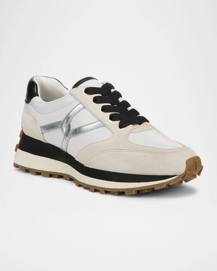 Valentina Mixed Leather Retro Sneakers - Image 2