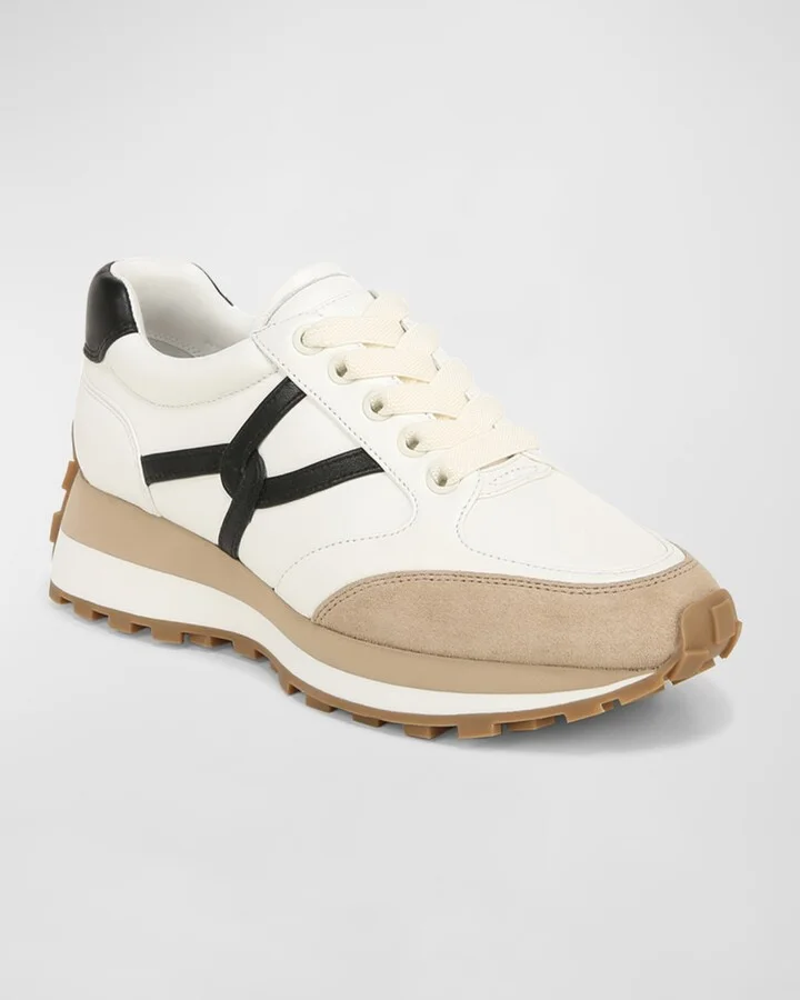 Valentina Mixed Leather Retro Sneakers - Image 2
