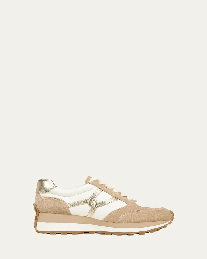 Valentina Mixed Leather Retro Sneakers