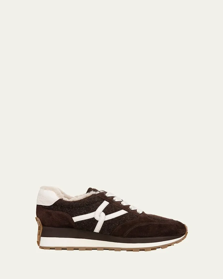 Valentina Suede Shearling Retro Sneakers