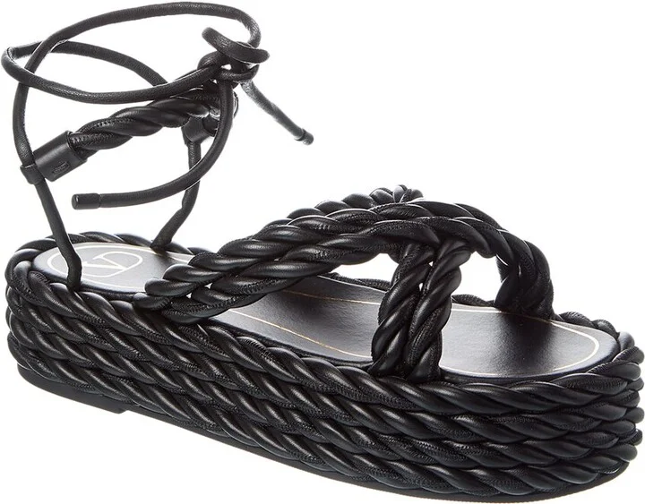 Valentino 50 Leather Platform Sandal