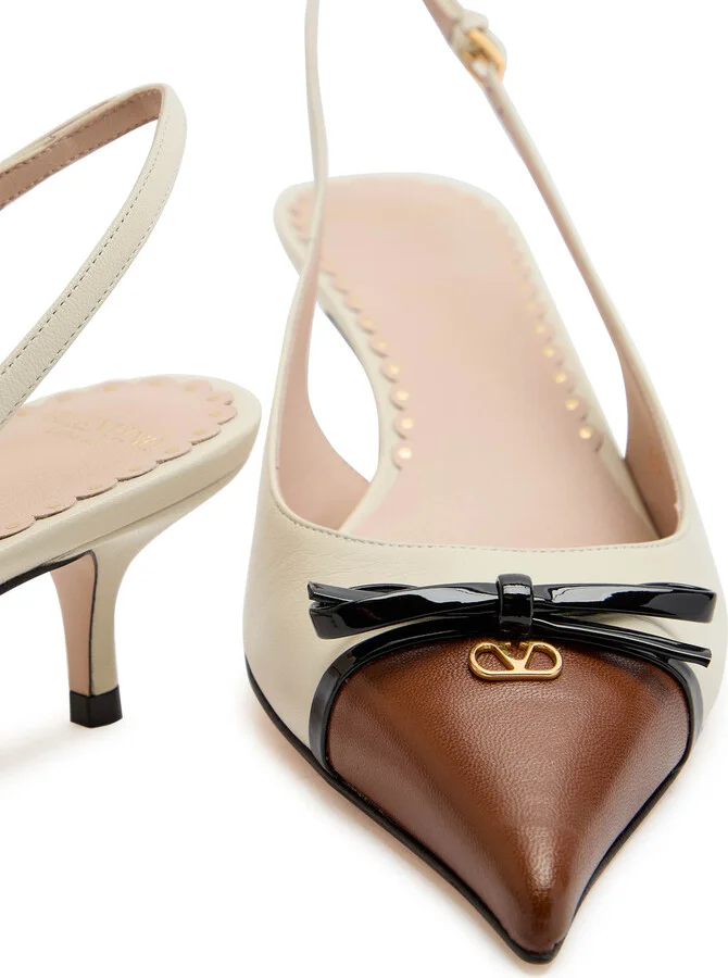 Valentino Bepointy 45 Leather Slingback Pumps - Image 4