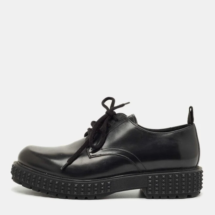 Valentino Black Leather Lace Up Oxfords Size 40