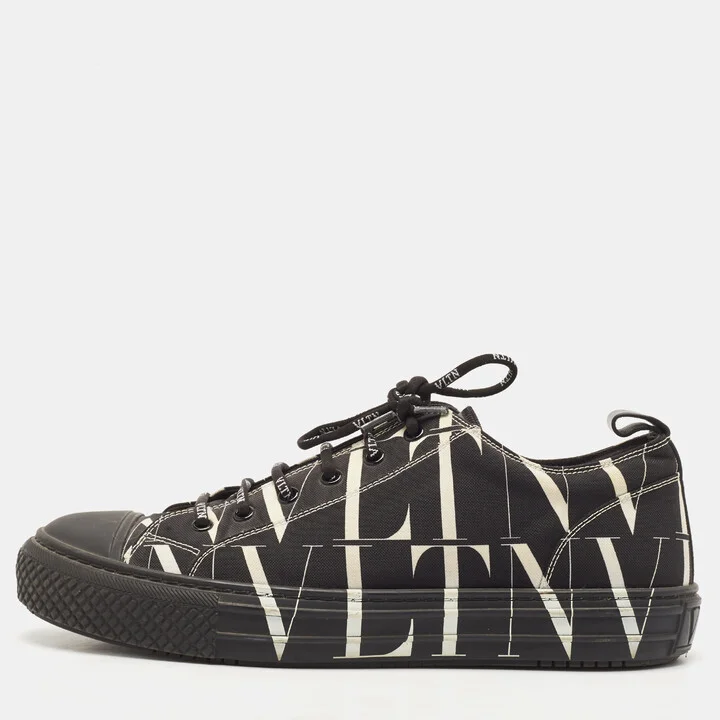 Valentino Black/White Canvas VLTN TIMES Giggies Lace Up Sneakers Size 42