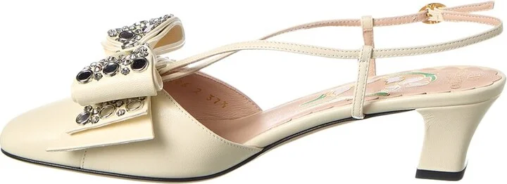 Valentino Bow 45 Leather Slingback Pump - Image 2