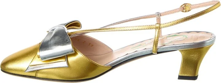 Valentino Bow 45 Leather Slingback Pump - Image 2