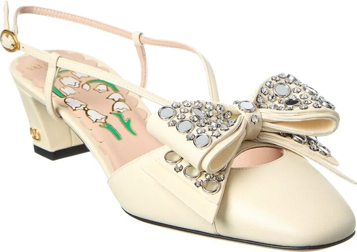 Valentino Bow 45 Leather Slingback Pump