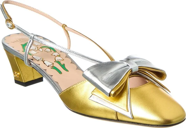 Valentino Bow 45 Leather Slingback Pump
