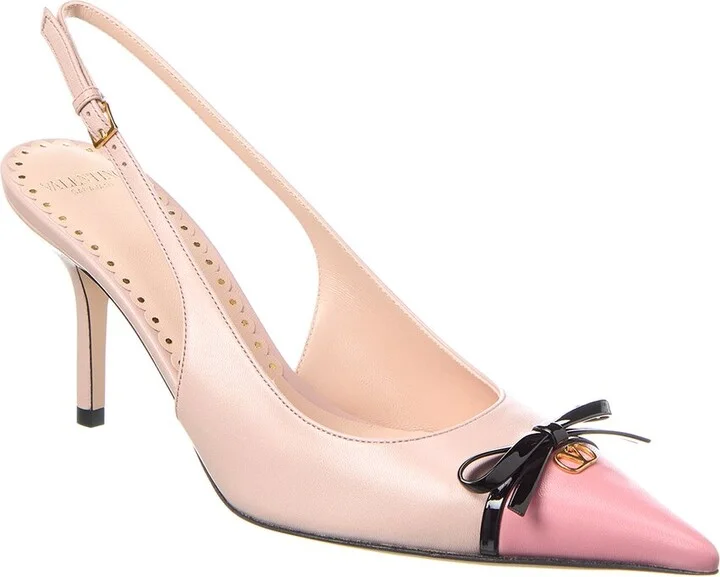 Valentino Bow 80 Leather Slingback Pump