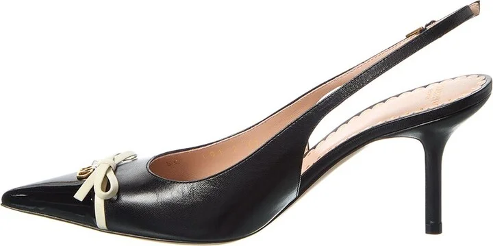 Valentino Bow 90 Leather Slingback Pump - Image 2