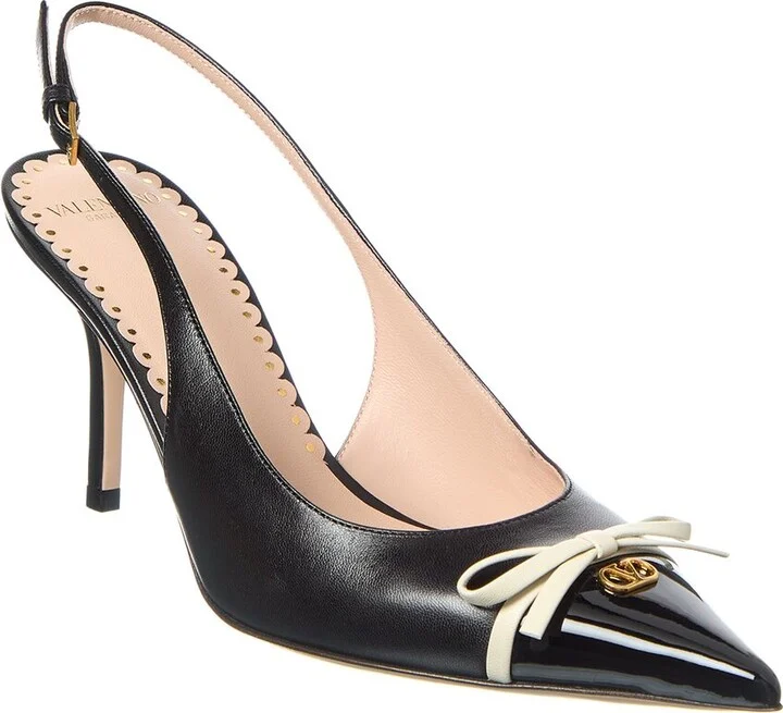Valentino Bow 90 Leather Slingback Pump