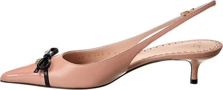 Valentino Bow Detail 45 Leather Slingback Pump - Image 2