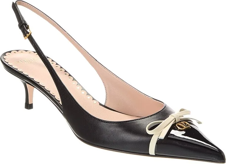 Valentino Bow Detail 45 Leather Slingback Pump