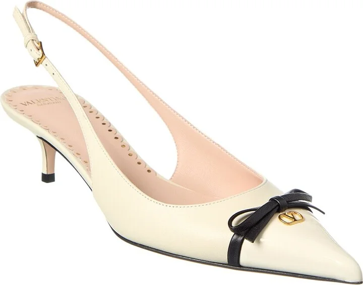Valentino Bow Detail 45 Leather Slingback Pump