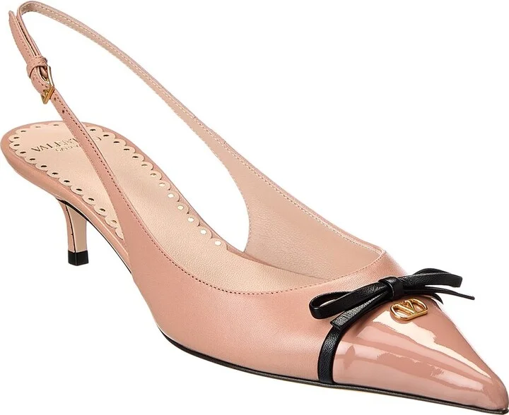 Valentino Bow Detail 45 Leather Slingback Pump