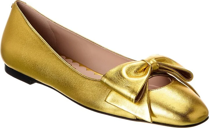 Valentino Bow Leather Ballerina Flat