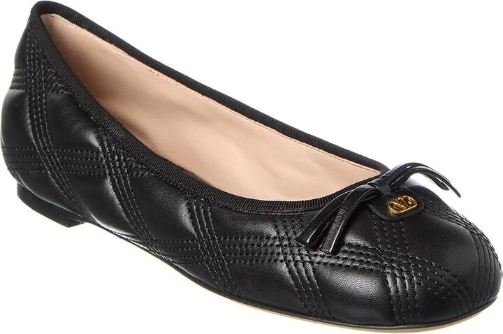 Valentino Bow Quilted Leather Flat