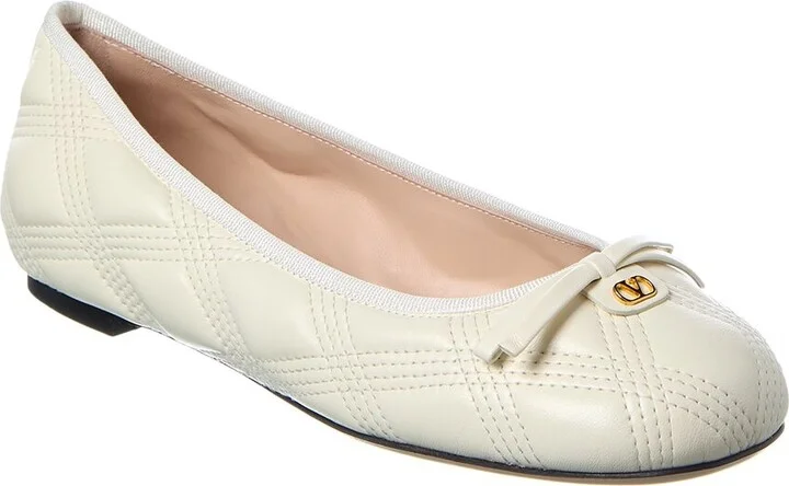 Valentino Bow Quilted Leather Flat