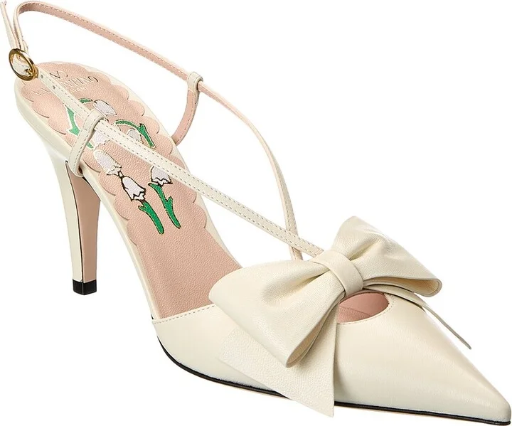 Valentino Bowow 85 Leather Slingback Pump