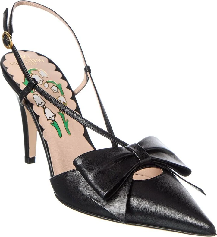Valentino Bowow 85 Leather Slingback Pump