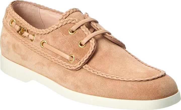 Valentino Braided-Edge Suede Loafer