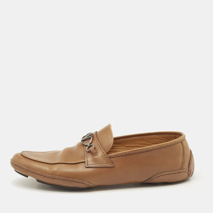 Valentino Brown Leather VLogo Loafers Size 41