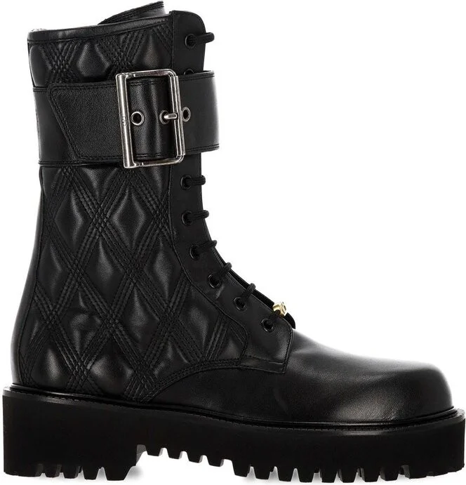 Valentino Buckled Lace-Up Boots