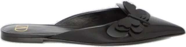 Valentino Butterfly Embellished Pointed Toe Slip-On Mules