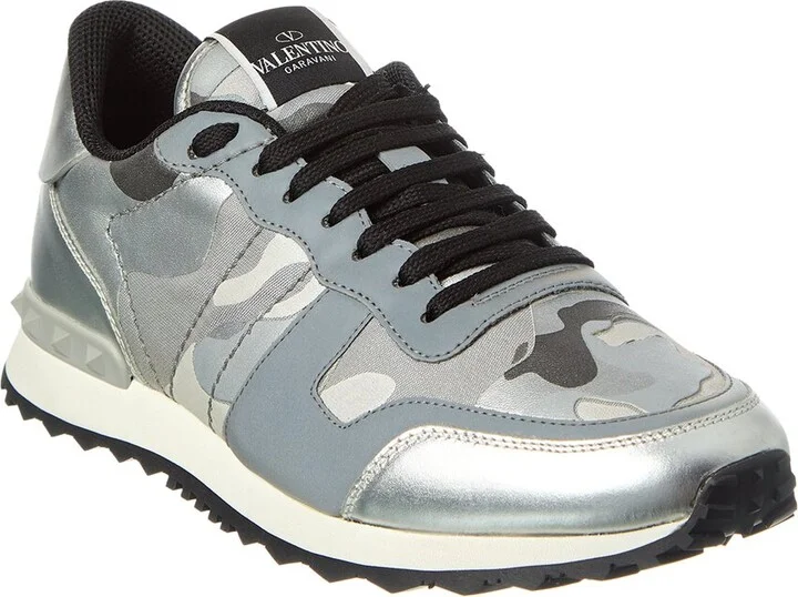 Valentino Camo Canvas & Leather Sneaker