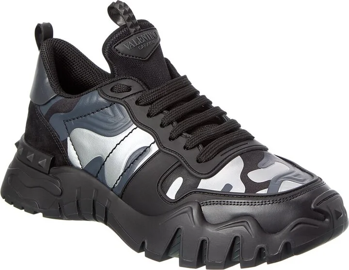 Valentino Camo Canvas & Leather Sneaker