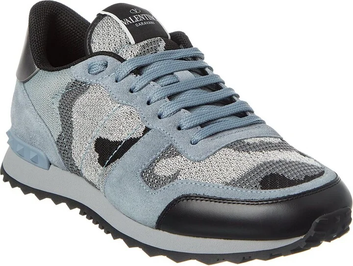 Valentino Camo Knit & Suede Sneaker