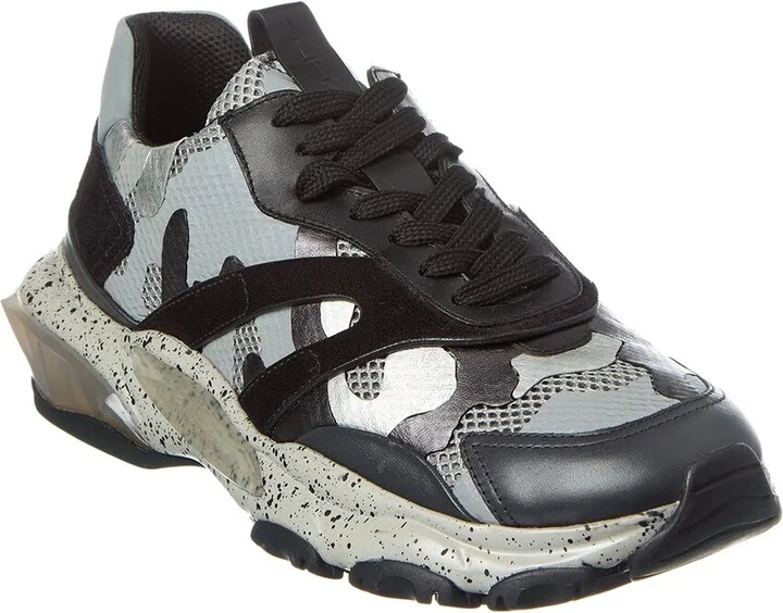 Valentino Camo Mesh & Leather Sneaker