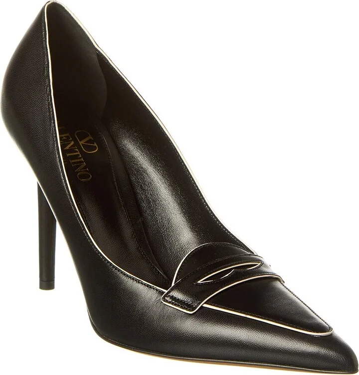 Valentino Capretto 100 Bicolor Leather Loafer Pump