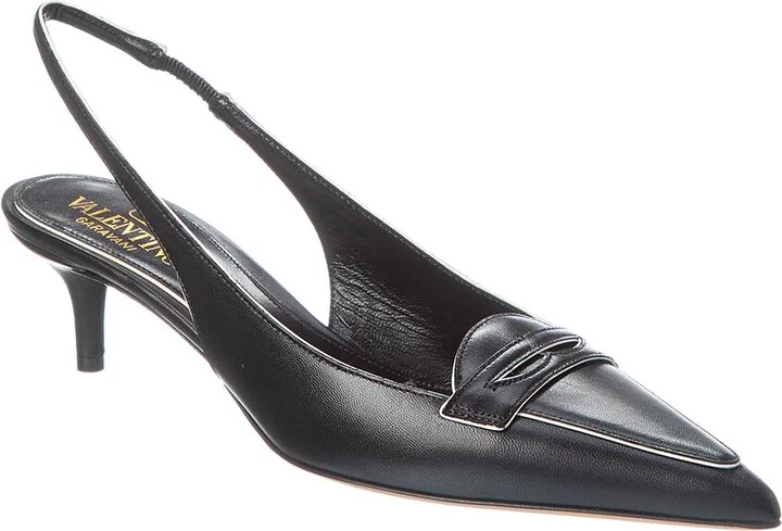 Valentino Capretto 50 Bicolor Leather Loafer Slingback Pump