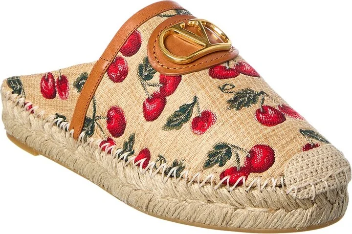 Valentino Cherryfic Leather-Trim Espadrille