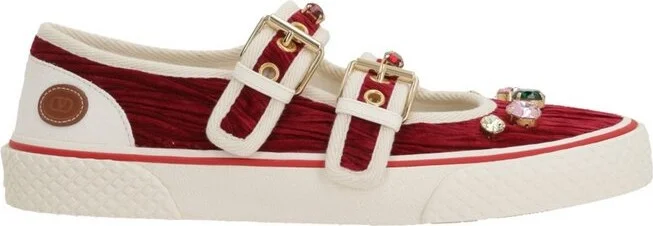 Valentino Embellished Double-Buckled Sneakers