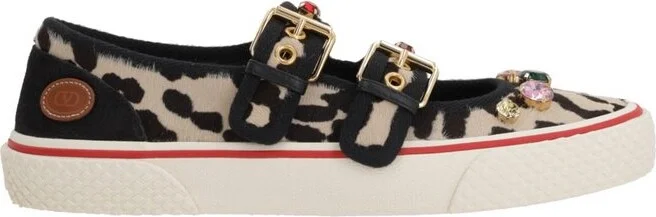 Valentino Embellished Leopard Printed Sneakers