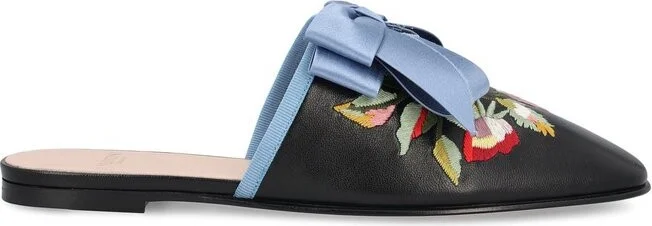 Valentino Floral Embroidered Bow Detailed Sandals