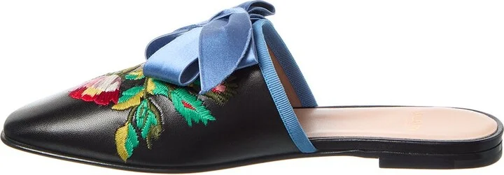 Valentino Floral Embroidered Leather Mule - Image 2