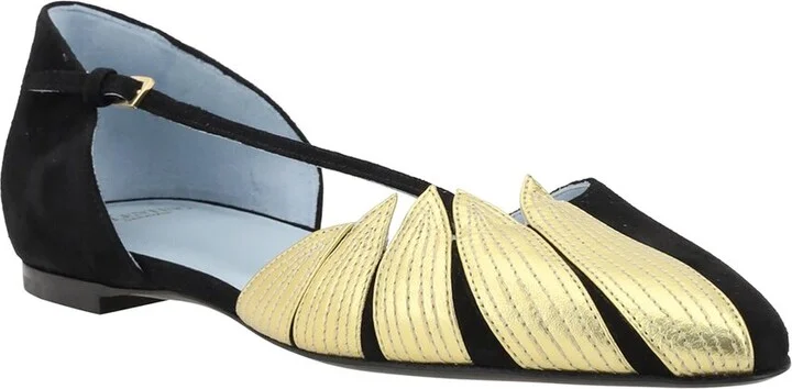 Valentino Foglie Leather Ballerina Flat