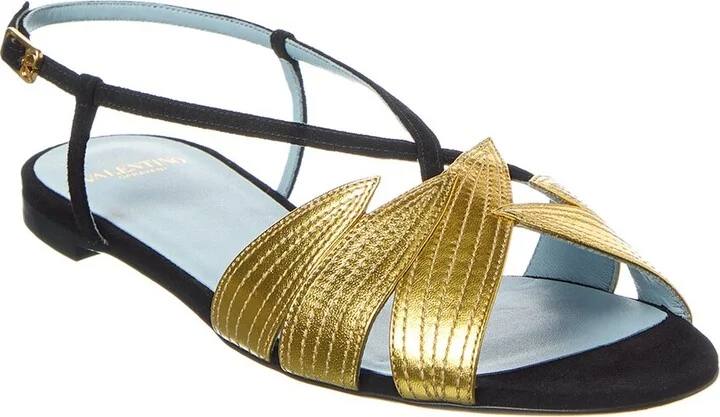Valentino Foliefoliage Suede & Leather Sandal