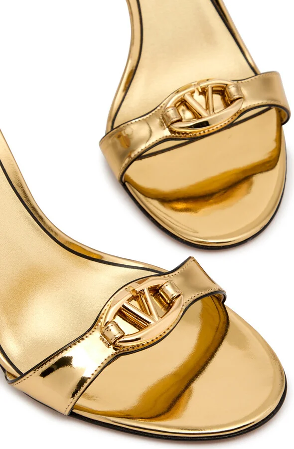 Valentino Garavani 100 Vlogo Metallic Leather Sandals - Image 3
