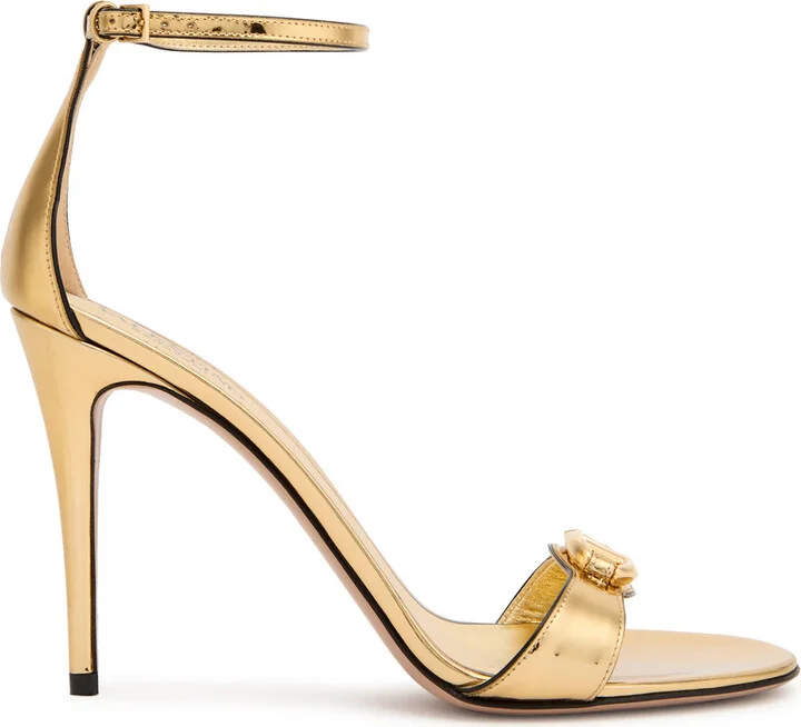 Valentino Garavani 100 Vlogo Metallic Leather Sandals