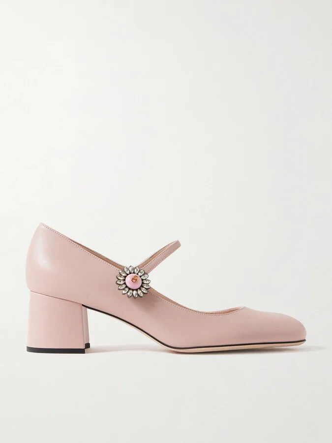 Valentino Garavani - 55 Embellished Leather Mary Jane Pumps - Pink