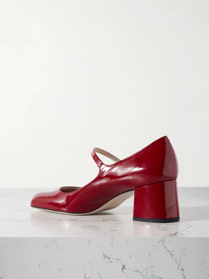 Valentino Garavani - 55 Embellished Patent-leather Mary Jane Pumps - Red - Image 3