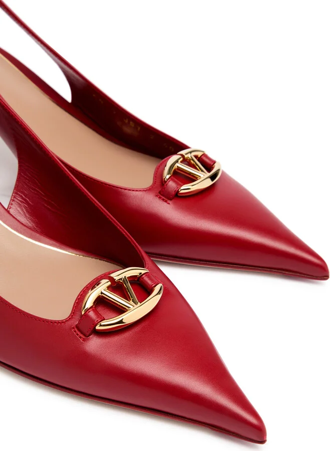 Valentino Garavani 60 Vlogo Leather Slingback Pumps - Image 3