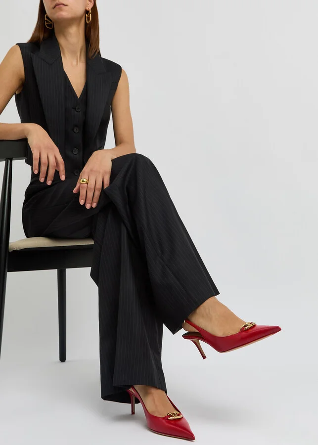 Valentino Garavani 60 Vlogo Leather Slingback Pumps - Image 5