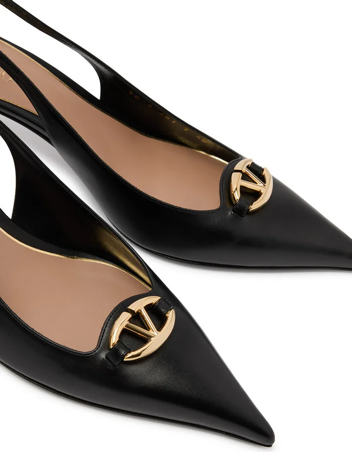 Valentino Garavani 60 Vlogo Leather Slingback Pumps - Image 8